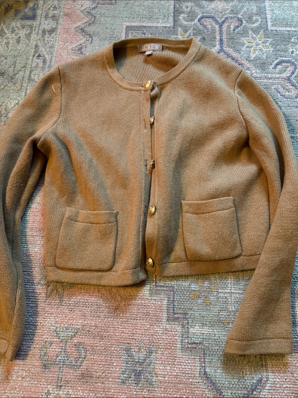 J. Crew Camel Knit Cropped Cardigan Blazer